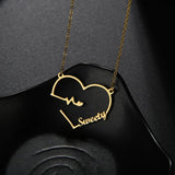 Personalized Name Necklace with Heart Pendant, Stainless Steel Chain for Women