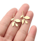 20pcs Brass Leaf Charms for DIY Necklace Earrings