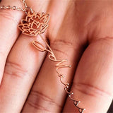 Custom Handwriting Style Name Necklace with Flower