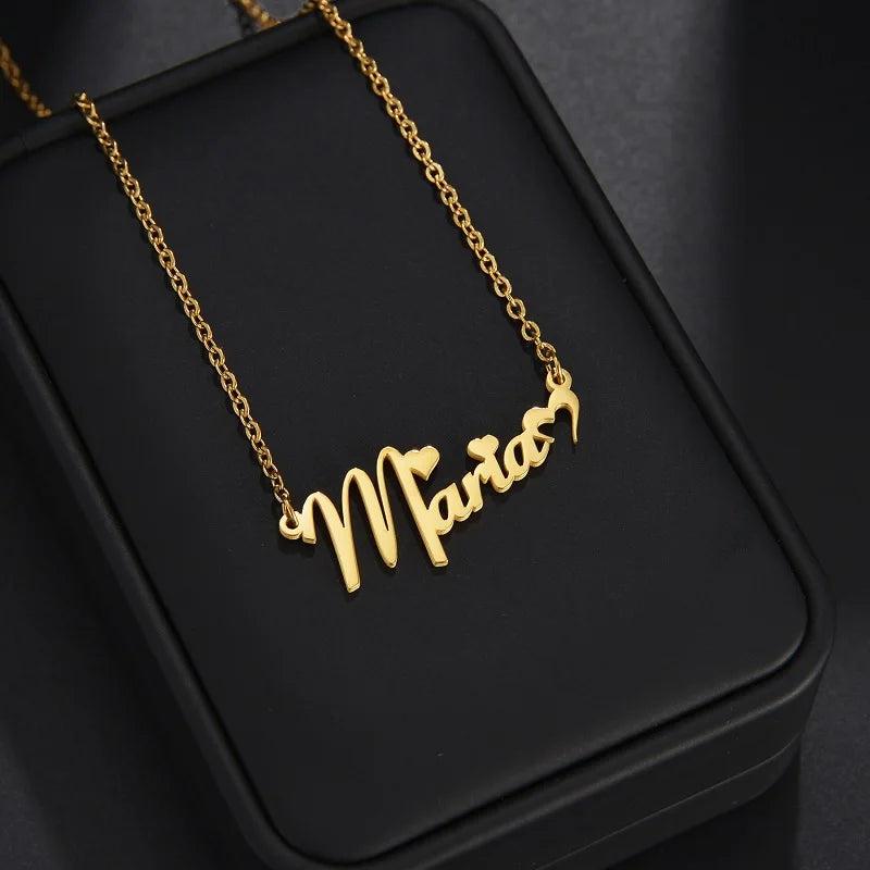 Butterfly Heart Name Necklace Stainless Steel for Women Girls