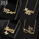 Butterfly Heart Name Necklace Stainless Steel for Women Girls