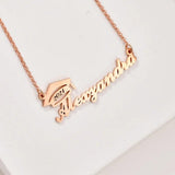 Grad Hat Necklace Nameplate Stainless Steel Personalized Name Necklace