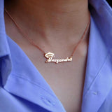 Grad Hat Necklace Nameplate Stainless Steel Personalized Name Necklace