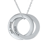 Circle Initial Family Name Engraved Necklace Stainless Steel