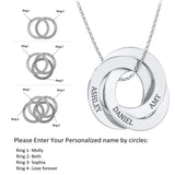 Circle Initial Family Name Engraved Necklace Stainless Steel