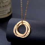Circle Initial Family Name Engraved Necklace Stainless Steel