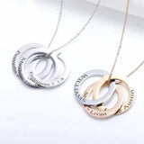 Circle Initial Family Name Engraved Necklace Stainless Steel