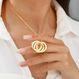 Circle Initial Family Name Engraved Necklace Stainless Steel