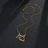 Cat Feather Necklace Stainless Steel Charm Necklace