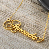 Hollow Heart Name Necklace Stainless Steel Jewelry