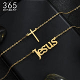 Cross Name Necklace Double Layer Jesus Pendant Jewelry