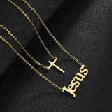 Cross Name Necklace Double Layer Jesus Pendant Jewelry