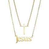 Cross Name Necklace Double Layer Jesus Pendant Jewelry