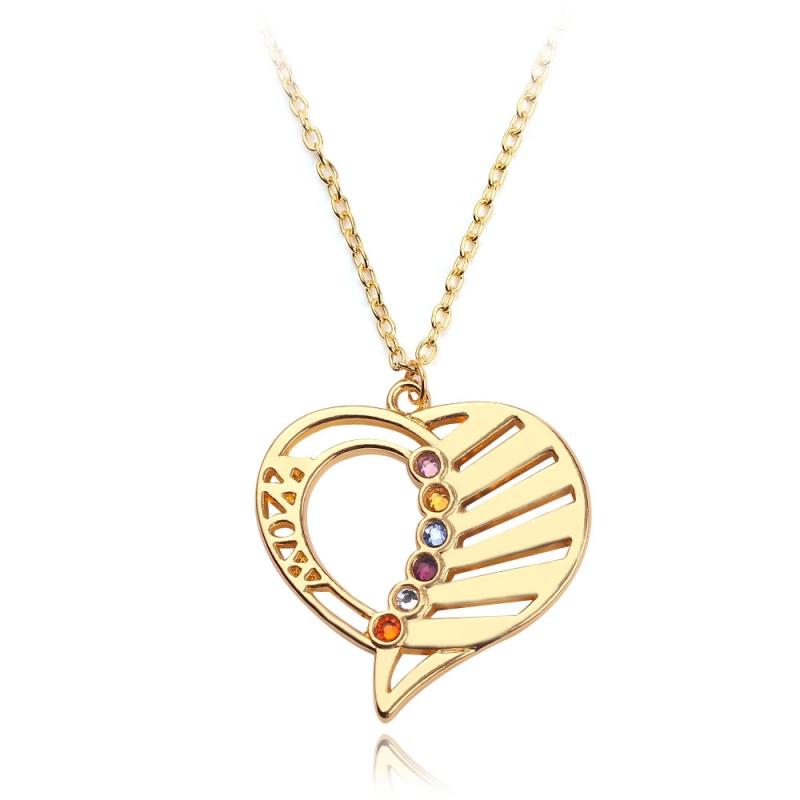 Heart Pendant Necklace with 6 Engraved Names