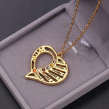 Heart Pendant Necklace with 6 Engraved Names