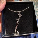 Personalized Birth Flower Name Necklace Stainless Steel Choker