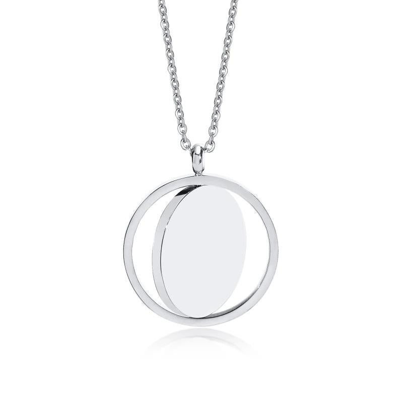 Personalized Spinner Necklace Pendant, Name Picture Stainless Steel Necklace