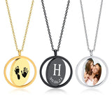 Personalized Spinner Necklace Pendant, Name Picture Stainless Steel Necklace