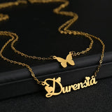 Custom Name Necklace Crystal Butterfly Pendant Choker