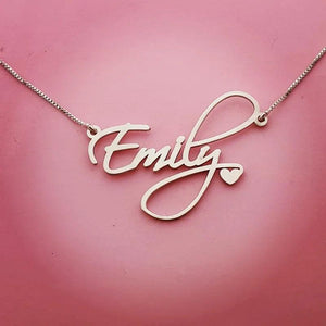 Cursive Name Heart Necklace Personalized Choker Nameplate Pendant