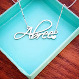 Cursive Name Heart Necklace Personalized Choker Nameplate Pendant