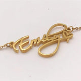 Cursive Name Heart Necklace Personalized Choker Nameplate Pendant