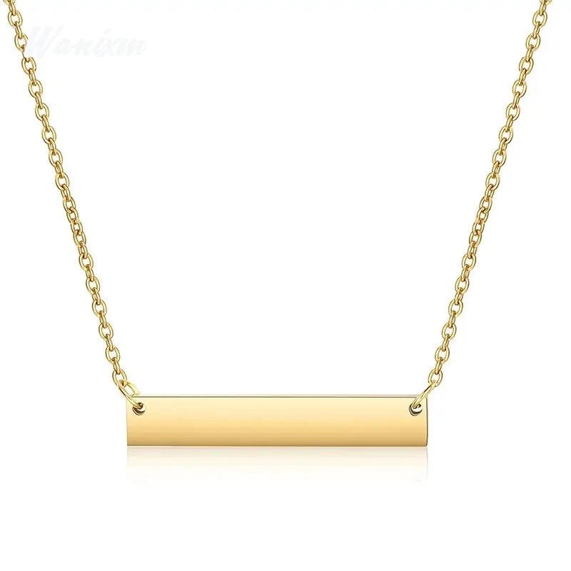 Personalized Stainless Steel Bar Necklace Nameplate Pendant