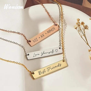 Personalized Stainless Steel Bar Necklace Nameplate Pendant
