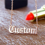 Old English Font Letter Name Necklace Stainless Steel Pendant Long Chain