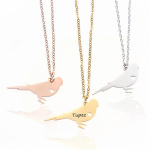 Personalized Bird Charm Parakeet Necklace - Any Words Gift