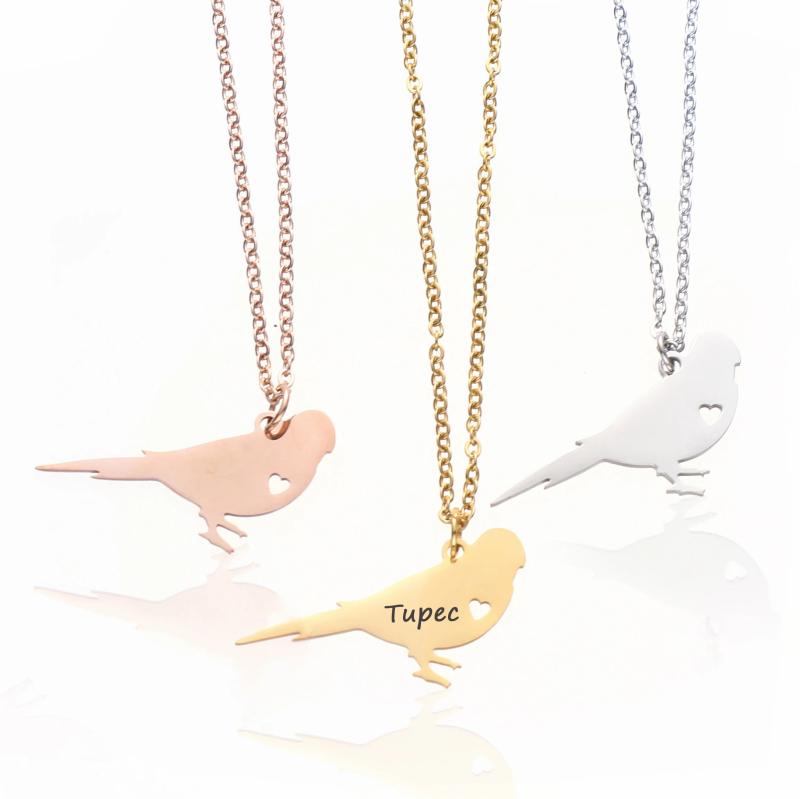 Personalized Bird Charm Parakeet Necklace - Any Words Gift
