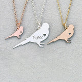 Personalized Bird Charm Parakeet Necklace - Any Words Gift