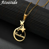 Atoztide Stainless Steel Butterfly Necklace Personalized Name Pendant