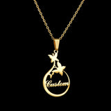Atoztide Stainless Steel Butterfly Necklace Personalized Name Pendant