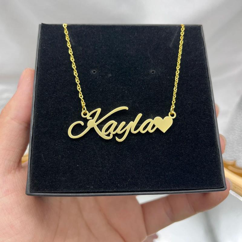 Personalized Heart Pendant Necklace Stainless Steel Chain