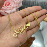 Personalized Heart Pendant Necklace Stainless Steel Chain