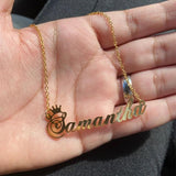 Crown Font Name Necklace Stainless Steel Chain Choker BFF Gift