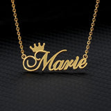 Crown Font Name Necklace Stainless Steel Chain Choker BFF Gift