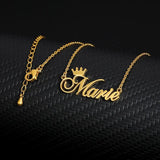 Crown Font Name Necklace Stainless Steel Chain Choker BFF Gift