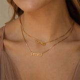 Custom Two Name Pendant Necklace Stainless Steel Gift