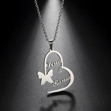 Personalized Shape Name Necklace Heart Butterfly Stainless Steel Pendant Gift