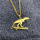 Personalized Tyrannosaurus Rex Dinosaur Name Necklace