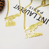 Personalized Tyrannosaurus Rex Dinosaur Name Necklace