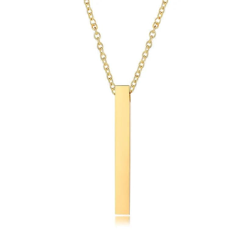 Personalized Bar Necklace Initial Letter Nameplated Pendant
