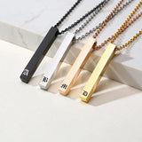 Personalized Bar Necklace Initial Letter Nameplated Pendant