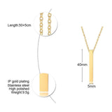 Personalized Bar Necklace Initial Letter Nameplated Pendant
