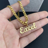 VishowCo Name Necklace Stainless Steel Personalized Nameplate Pendant