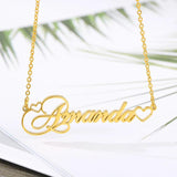 Personalized Heart Shape Name Necklace Stainless Steel Letter Pendant