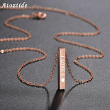 Engraved Stainless Steel Bar Necklace Personalized Women's Name Date