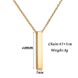 Engraved Stainless Steel Bar Necklace Personalized Women's Name Date